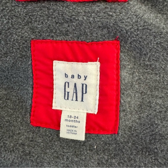 Baby Gap Boy Vest Puffer Nylon Red Full Zip Pockets Sleeveless Size 18-24M - Picture 5 of 9